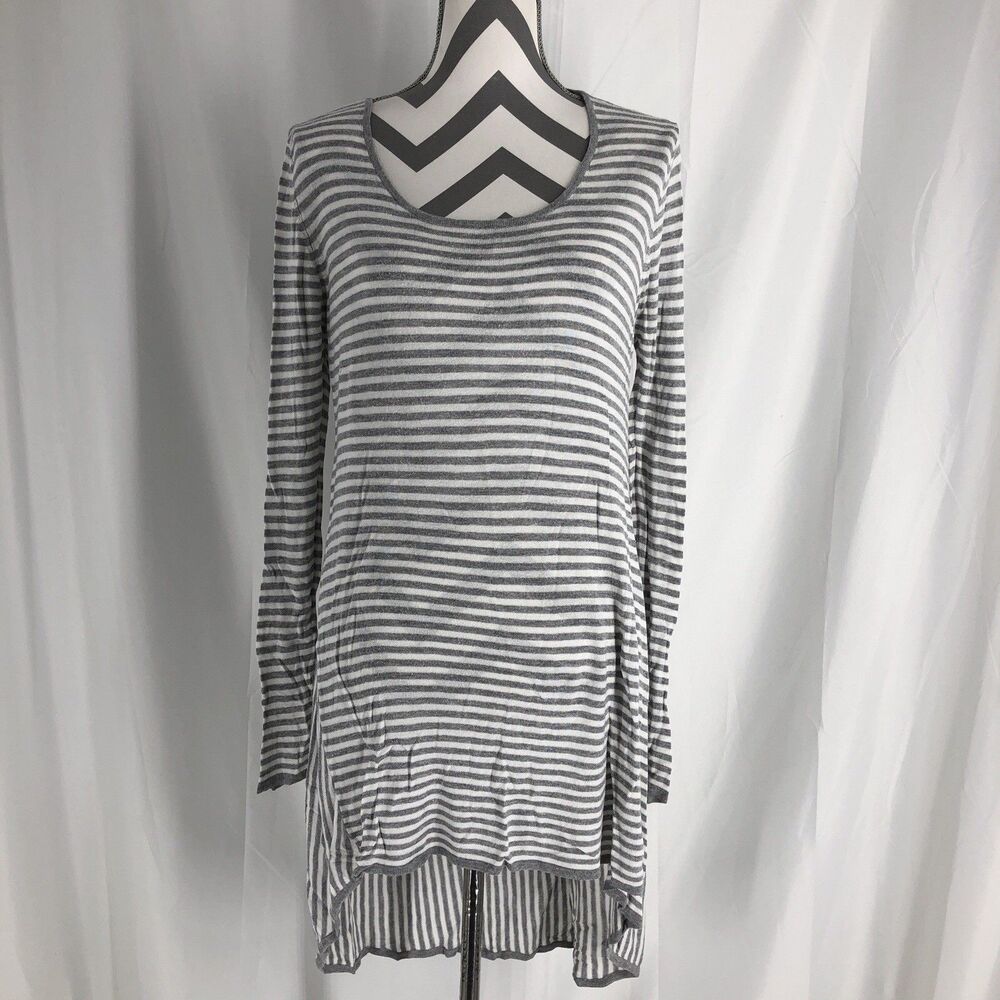 Mink Pink Long Sleeve Striped Tshirt Gray/white Large